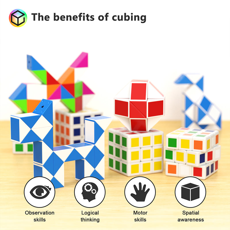 Vdealen 48 Pack Mini Cube&Fidget Snake Cube Puzzle Party Favors for Kids, School Rewards&Classroom Prize for Students, Goodie Bag Stocking Stuffers, Gift for Birthday Valentine Easter Christmas
