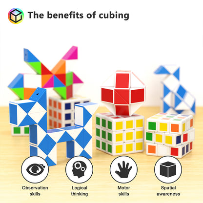 Vdealen 48 Pack Mini Cube&Fidget Snake Cube Puzzle Party Favors for Kids, School Rewards&Classroom Prize for Students, Goodie Bag Stocking Stuffers, Gift for Birthday Valentine Easter Christmas