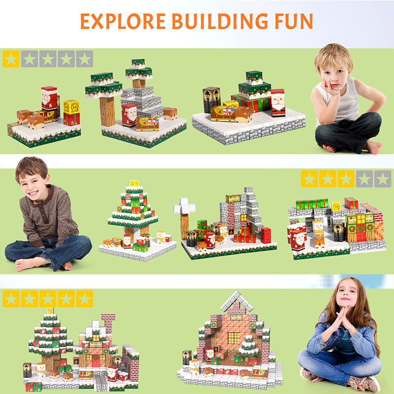 Vdealen 300 PCS Magnetic Blocks-Magnetic Building Blocks, Stacking Magnetic Cubes Toy for Kids, STEM Montessori Sensory Toys for Boys and Girls Age 3 4 5 6 7 8 9 10 11 12 Christmas Birthday Gift