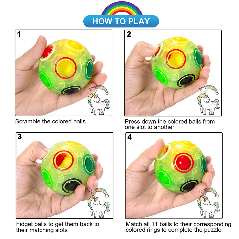 Vdealen Magic Rainbow Puzzle Ball, Fidget Ball Puzzle Brain Teaser Fidget Toy- Birthday Party Easter Valentines Day Christmas Stocking Stuffers for Kids Teen & Adults(Pink&Blue&Green)