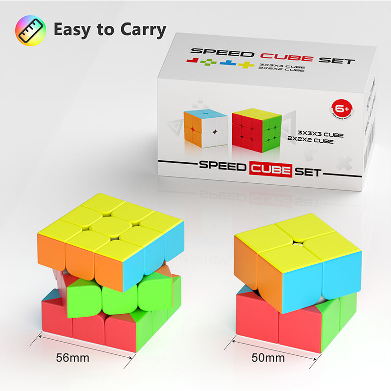 Vdealen Speed Cube Set, 2x2x2 3x3x3 Magic Cube Set, Puzzle Cube Toys Birthday Party Christmas Stocking Stuffers Gift for Kids Teens Adults(No Sticker)