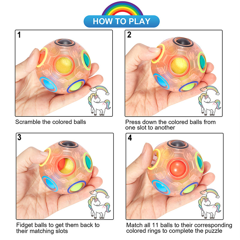 Vdealen Magic Rainbow Puzzle Ball, Fidget Ball Puzzle Brain Teaser Fidget Toy for Boys & Girls- Birthday Party Easter Valentines Christmas Stocking Stuffers for Kids Teen & Adults(Pink)