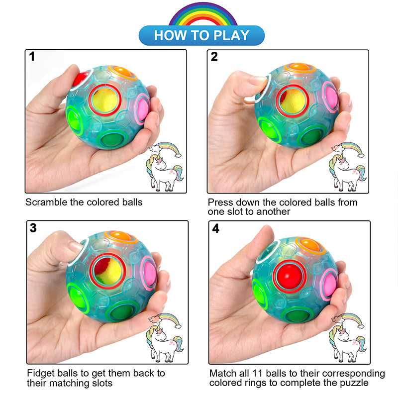 Vdealen Magic Rainbow Puzzle Ball, Fidget Ball Puzzle Brain Teaser Fidget Toy for Boys & Girls- Birthday Party Valentines Easter Christmas Stocking Stuffers for Kids Teen & Adults-2 Pack