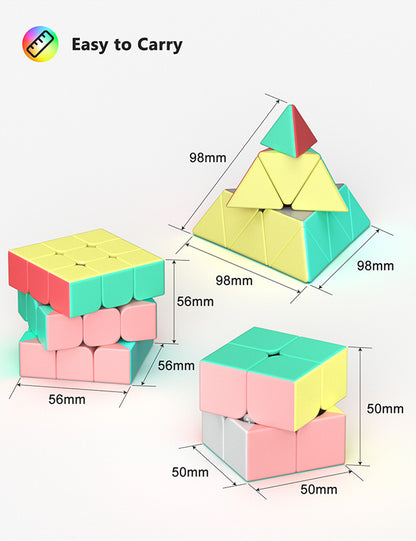 Vdealen Speed Cube Set, 2x2x2 3x3x3 Pyramid Magic Cube Set, Puzzle Cube Toys Birthday Party Christmas Stocking Stuffers Gift for Kids Teens Adults(Macaron Stickerless)