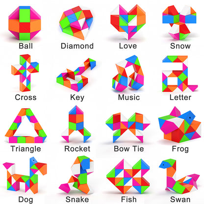 Vdealen 24 Pack Mini Fidget Snake Cube Twist Puzzle Party Favors for Kids, School Rewards&Classroom Prize for Students, Goodie Bag Stocking Stuffers, Gift for Birthday Valentine Easter Christmas
