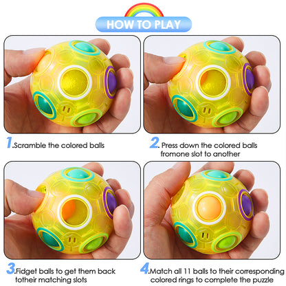 Vdealen Magic Rainbow Puzzle Ball, Fidget Ball Puzzle Brain Teaser Fidget Toy- Birthday Party Easter Valentines Day Christmas Stocking Stuffers for Kids Teen & Adults-6 Pack