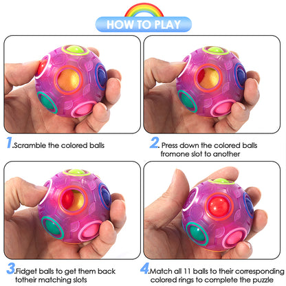 Vdealen Magic Rainbow Puzzle Ball, Fidget Ball Puzzle Brain Teaser Fidget Toy for Boys & Girls- Birthday Party Easter Valentines Christmas Stocking Stuffers for Kids Teen & Adults(Purple)