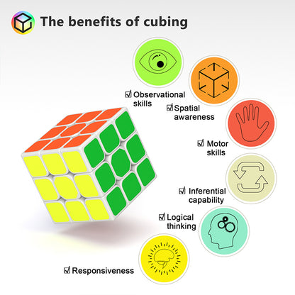 Vdealen 3x3x3 Speed Cube Set, 6 Pack Speed Cube Bulk Magic Cube Set, School Classroom Prize for Students Birthday Party Favors Stocking Stuffers Gifts for Kids Teens Adults(Sticker)