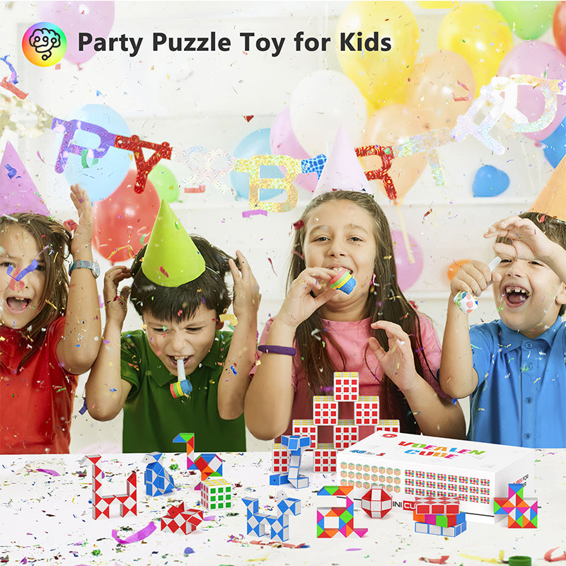 Vdealen 48 Pack Mini Cube&Fidget Snake Cube Puzzle Party Favors for Kids, School Rewards&Classroom Prize for Students, Goodie Bag Stocking Stuffers, Gift for Birthday Valentine Easter Christmas