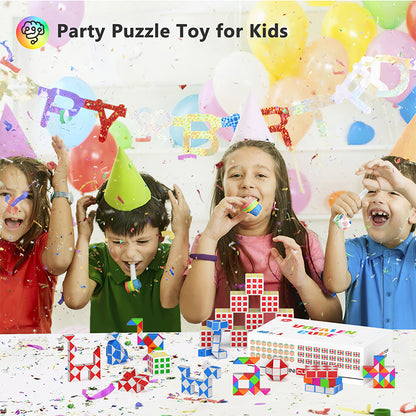 Vdealen 48 Pack Mini Cube&Fidget Snake Cube Puzzle Party Favors for Kids, School Rewards&Classroom Prize for Students, Goodie Bag Stocking Stuffers, Gift for Birthday Valentine Easter Christmas