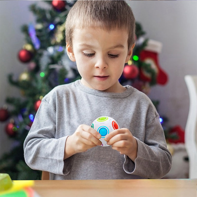 Vdealen Magic Rainbow Puzzle Ball, Fidget Ball Puzzle Brain Teaser Fidget Toy for Boys & Girls- Birthday Party Easter Valentines Christmas Stocking Stuffers for Kids Teen & Adults(Off White)
