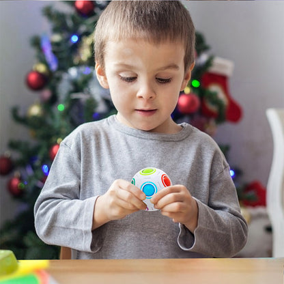 Vdealen Magic Rainbow Puzzle Ball, Fidget Ball Puzzle Brain Teaser Fidget Toy for Boys & Girls- Birthday Party Easter Valentines Christmas Stocking Stuffers for Kids Teen & Adults(Off White)
