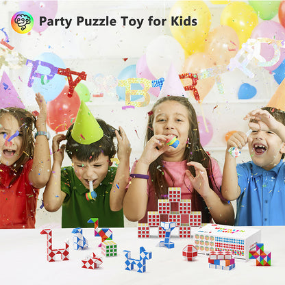 Vdealen 24 Pack Mini Cube&Fidget Snake Cube Puzzle Party Favors for Kids, School Rewards&Classroom Prize for Students, Goodie Bag Stocking Stuffers, Gift for Birthday Valentine Easter Christmas