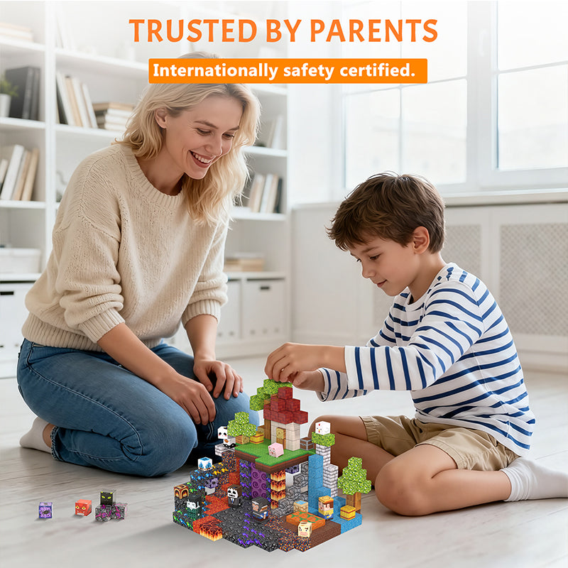 Vdealen 300 PCS Magnetic Blocks-Magnetic Building Blocks, Stacking Magnetic Cubes Toy for Kids, STEM Montessori Sensory Toys for Boys and Girls Age 3 4 5 6 7 8 9 10 11 12 Christmas Birthday Gift