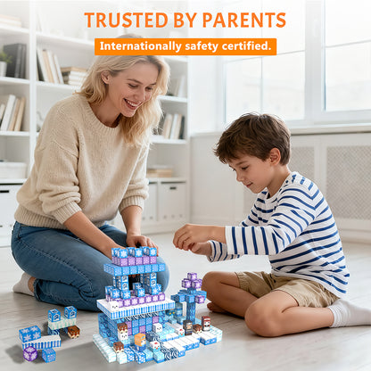 Vdealen 300 PCS Magnetic Blocks-Magnetic Building Blocks, Stacking Magnetic Cubes Toy for Kids, STEM Montessori Sensory Toys for Boys and Girls Age 3 4 5 6 7 8 9 10 11 12 Christmas Birthday Gift
