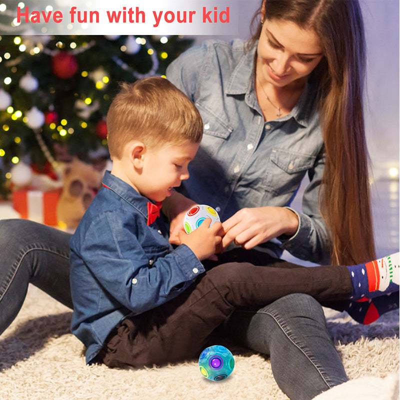 Vdealen Magic Rainbow Puzzle Ball, Fidget Ball Puzzle Brain Teaser Fidget Toy- Birthday Party Easter Valentines Christmas Stocking Stuffers for Kids Teen & Adults(White&Blue&Green)