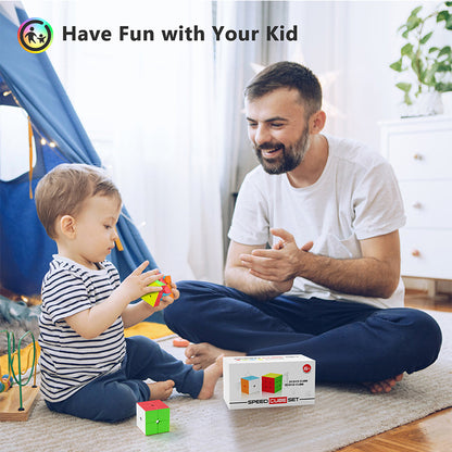 Vdealen Speed Cube Set, 2x2x2 3x3x3 Magic Cube Set, Puzzle Cube Toys Birthday Party Christmas Stocking Stuffers Gift for Kids Teens Adults(No Sticker)