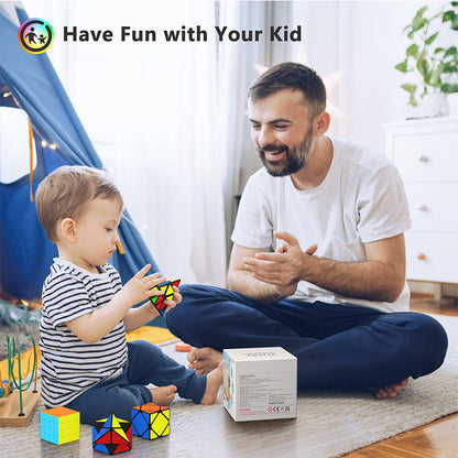 Vdealen Speed Cube Set, Magic Cube Bundle of 2x2 3x3 4x4 Pyramid Skewb Ivy Dino Windmill Puzzle Cube Pack, Christmas Birthday Party Toy Gifts for Kids Teens Adults