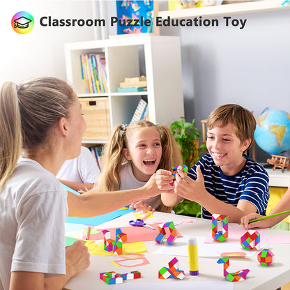 Vdealen 24 Pack Mini Fidget Snake Cube Twist Puzzle Party Favors for Kids, School Rewards&Classroom Prize for Students, Goodie Bag Stocking Stuffers, Gift for Birthday Valentine Easter Christmas