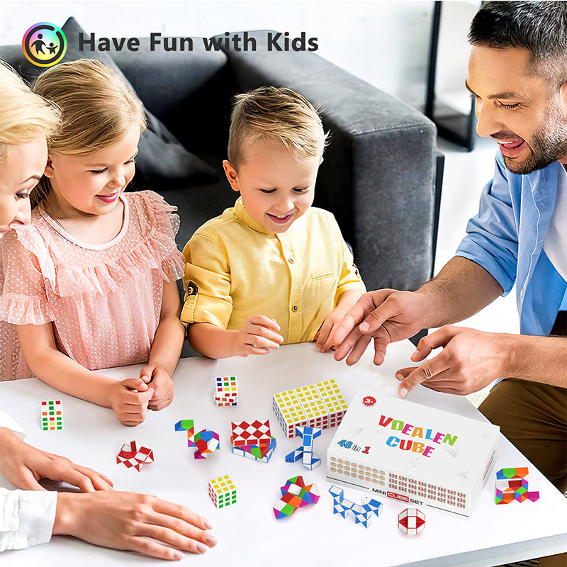 Vdealen 48 Pack Mini Cube&Fidget Snake Cube Puzzle Party Favors for Kids, School Rewards&Classroom Prize for Students, Goodie Bag Stocking Stuffers, Gift for Birthday Valentine Easter Christmas