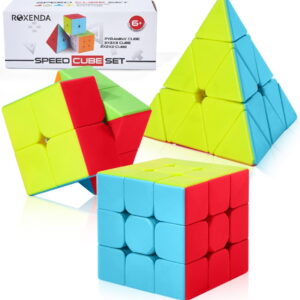 VDEALEN Speed Cube Set, 2X2 3X3 Pyramid Speed Cube Stickerless Fast Cube with Instruction (Stickerless cube set)
