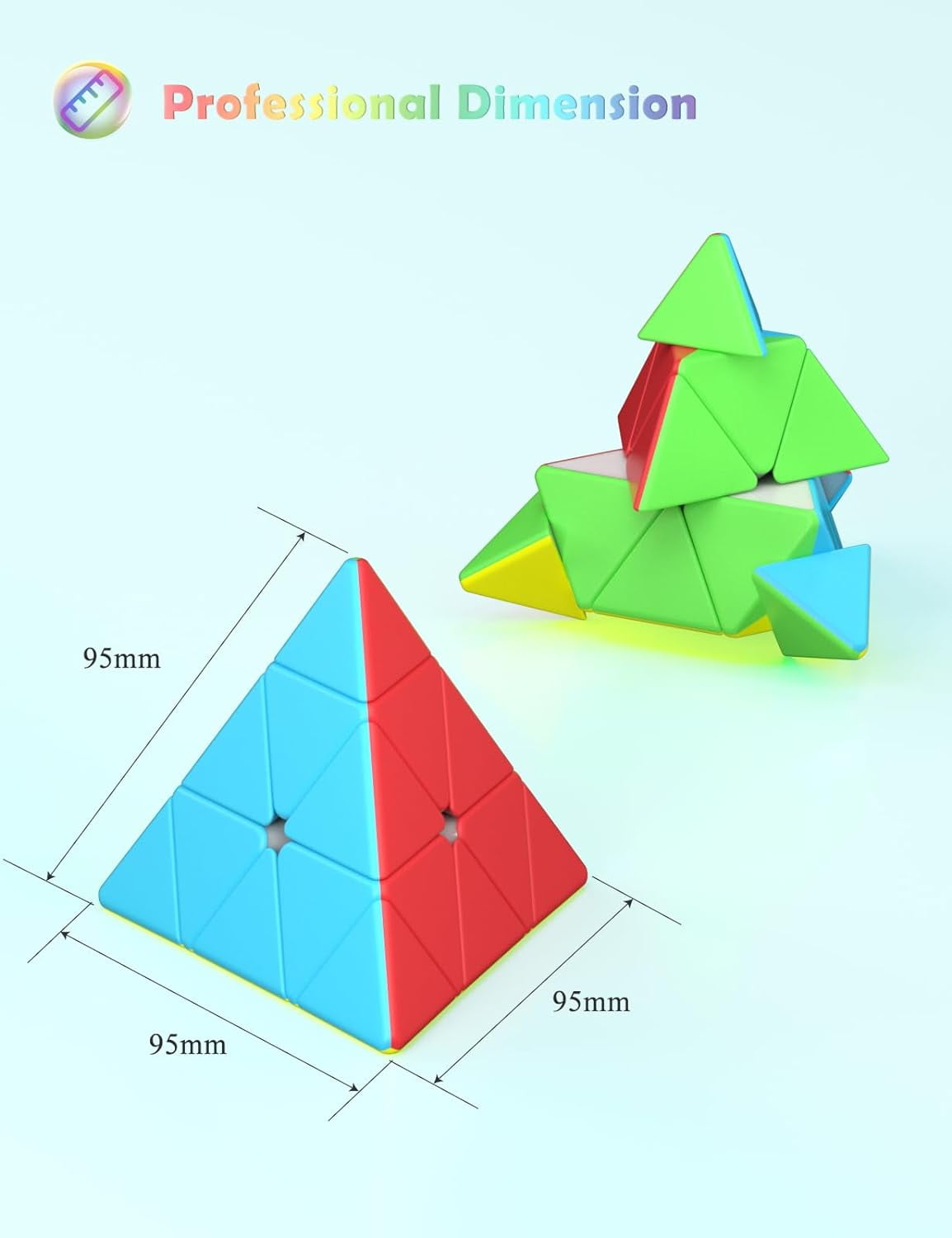 VDEALEN Pyramid Speed Cube Original Triangle Pyraminx Puzzle Cube; Super-Durable Smooth with Vivid Colors - Easy to Turn (Stickerless)