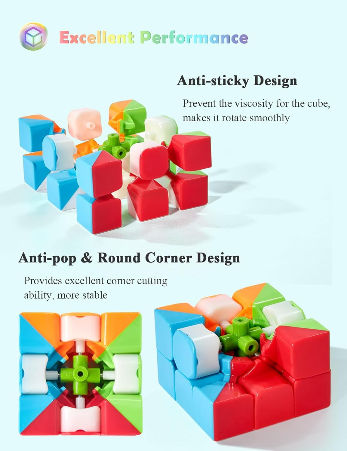 VDEALEN Speed Cube Set, 2X2 3X3 Speed Cube Original Fast Cube with Instruction (Stickerless)