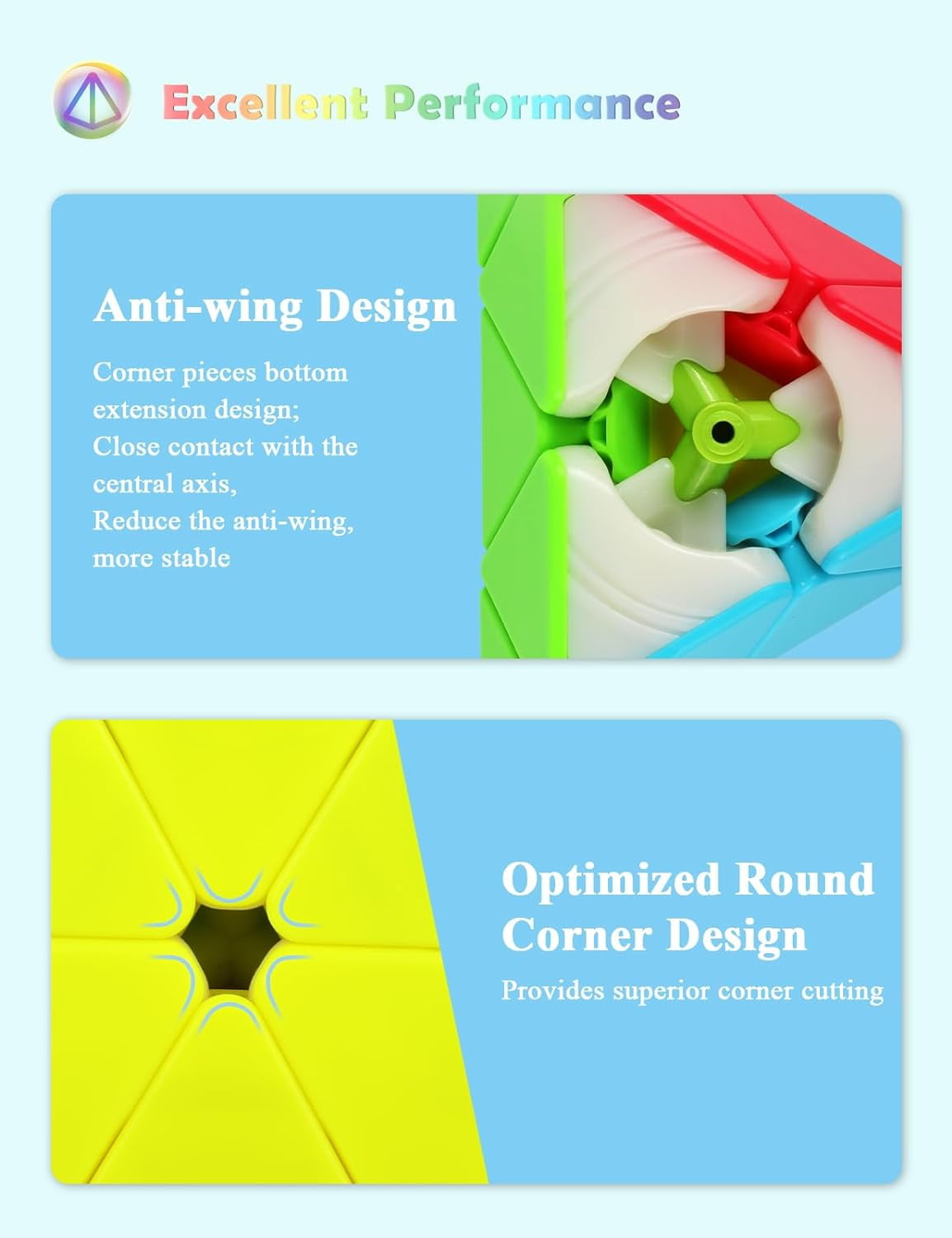 VDEALEN Pyramid Speed Cube Original Triangle Pyraminx Puzzle Cube; Super-Durable Smooth with Vivid Colors - Easy to Turn (Stickerless)