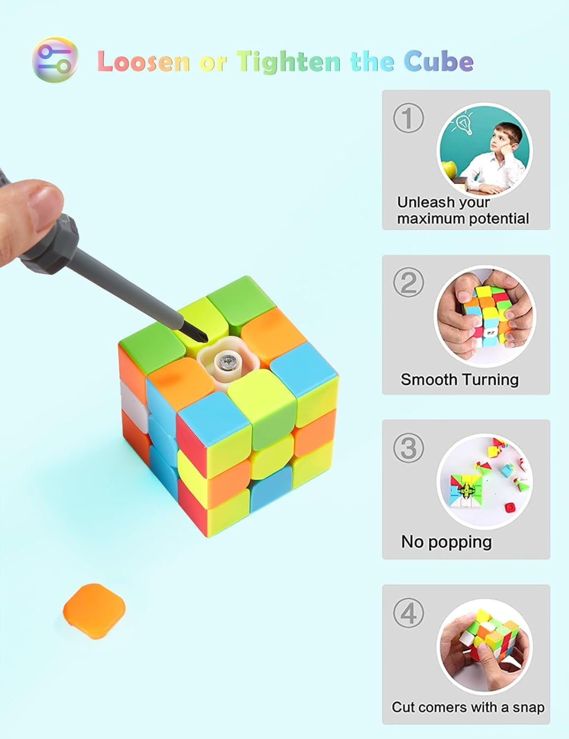 VDEALEN Speed Cube Set, 2X2 3X3 Speed Cube Original Fast Cube with Instruction (Stickerless)