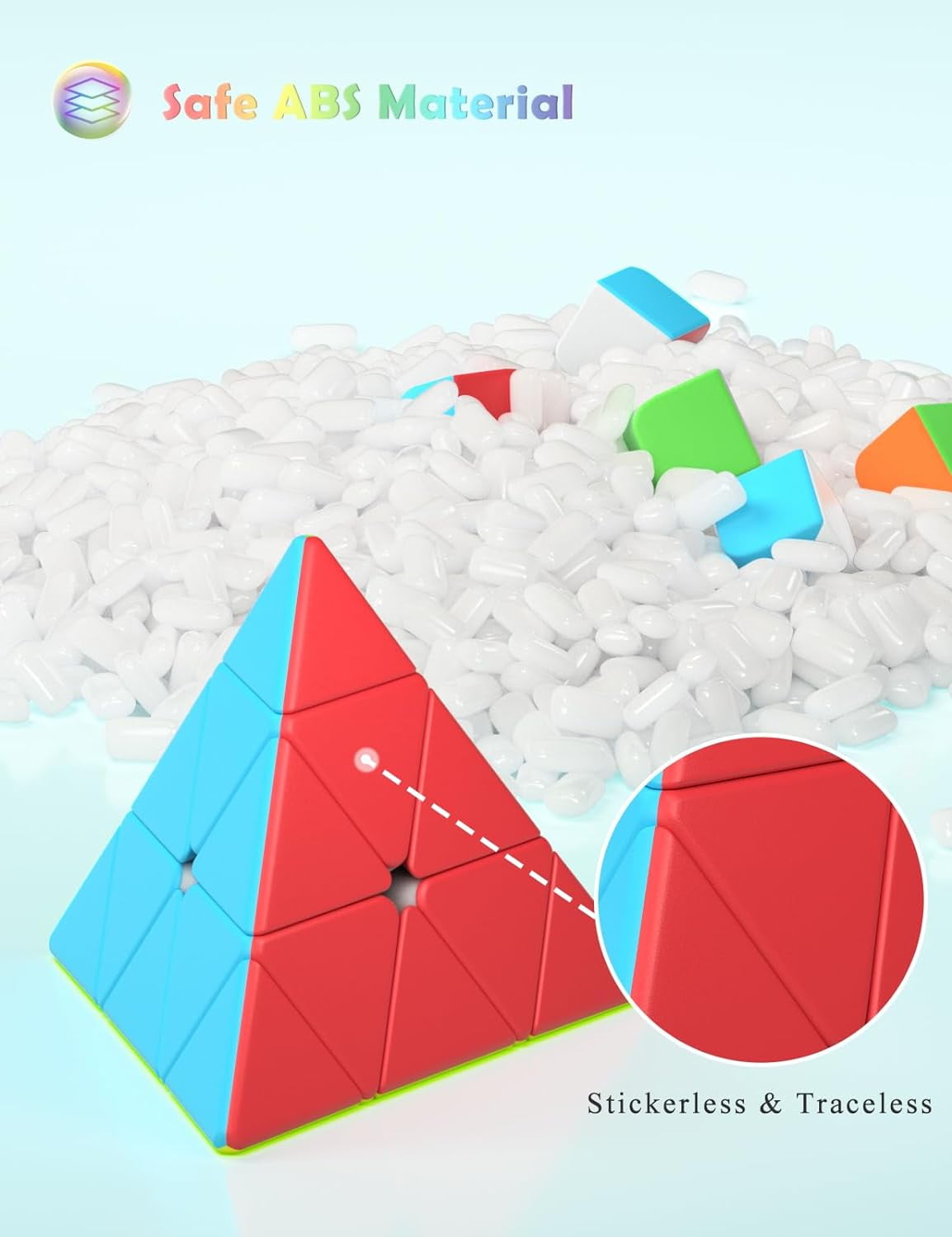 VDEALEN Pyramid Speed Cube Original Triangle Pyraminx Puzzle Cube; Super-Durable Smooth with Vivid Colors - Easy to Turn (Stickerless)