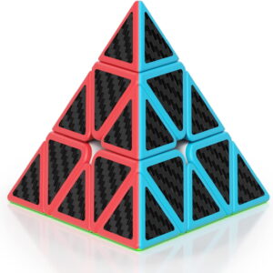 VDEALEN Pyramid Speed Cube Original Triangle Pyraminx Puzzle Cube; Super-Durable Smooth with Vivid Colors - Easy to Turn (Carbon Fiber)
