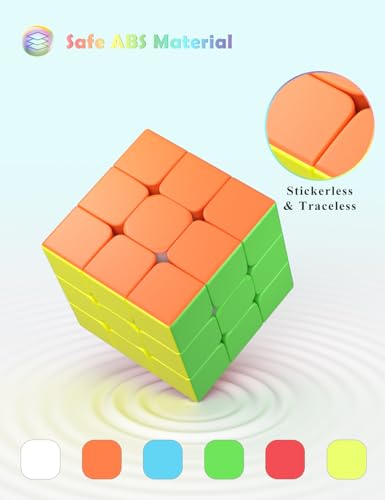 VDEALEN Speed Cube Fast Cube - Fast Smooth Turning Solid Durable & Stickerless Frosted, Best 3D Puzzle Magic Cube Toy - Turns Quicker than Original for kids Gift & Adult & Children(3x3x3 Cube)
