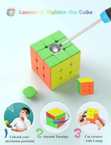 VDEALEN Speed Cube Fast Cube - Fast Smooth Turning Solid Durable & Stickerless Frosted, Best 3D Puzzle Magic Cube Toy - Turns Quicker than Original for kids Gift & Adult & Children(3x3x3 Cube)