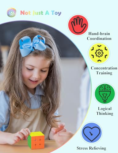 VDEALEN Speed Cube Fast Cube - Fast Smooth Turning Solid Durable & Stickerless Frosted, Best 3D Puzzle Magic Cube Toy - Turns Quicker than Original for kids Gift & Adult & Children(3x3x3 Cube)