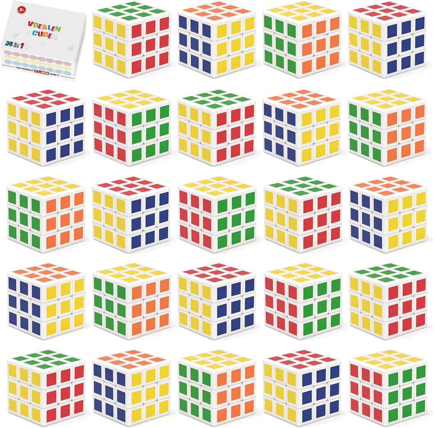 VDEALEN 24 Pack Mini Cube Puzzle Party Favors for Kids, 3x3x3 Magic Cube School Rewards & Classroom Prize for Students, Birthday Party Favors Easter Valentines Day Stocking Stuffers Gifts for Kids