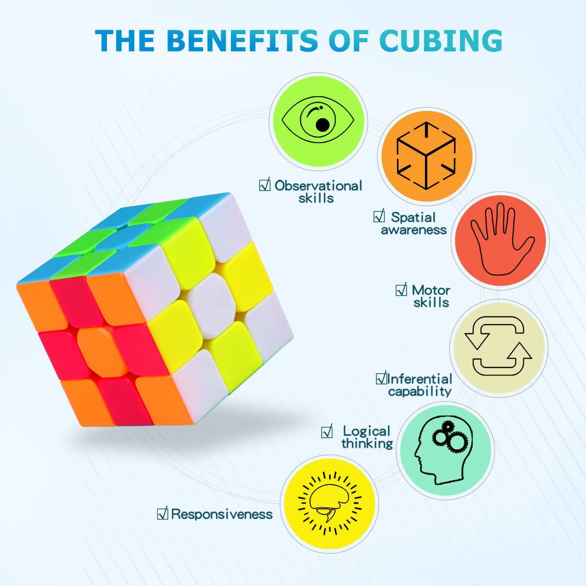 VDEALEN 3x3x3 Speed Cube Set, 2.2in Puzzle Party Favors Toy Stickerless Magic Cube Set, School Classroom Prize for Students, Birthday Party Stocking Stuffers Gifts for Kids Teens Adults(6 Pack)