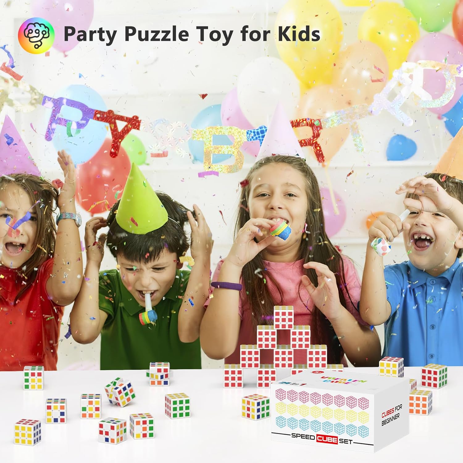 VDEALEN 24 Pack Mini Cube Puzzle Party Favors for Kids, 3x3x3 Magic Cube School Rewards & Classroom Prize for Students, Birthday Party Favors Easter Valentines Day Stocking Stuffers Gifts for Kids